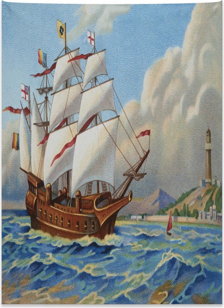 Abakuhaus Vintage Boat Wandteppich, Altes Schiffs-Segel aus Weiches Mikrofaser Stoff Kein Verblassen Klare Farben Waschbar, 110 x 150 cm, Mehrfarbig