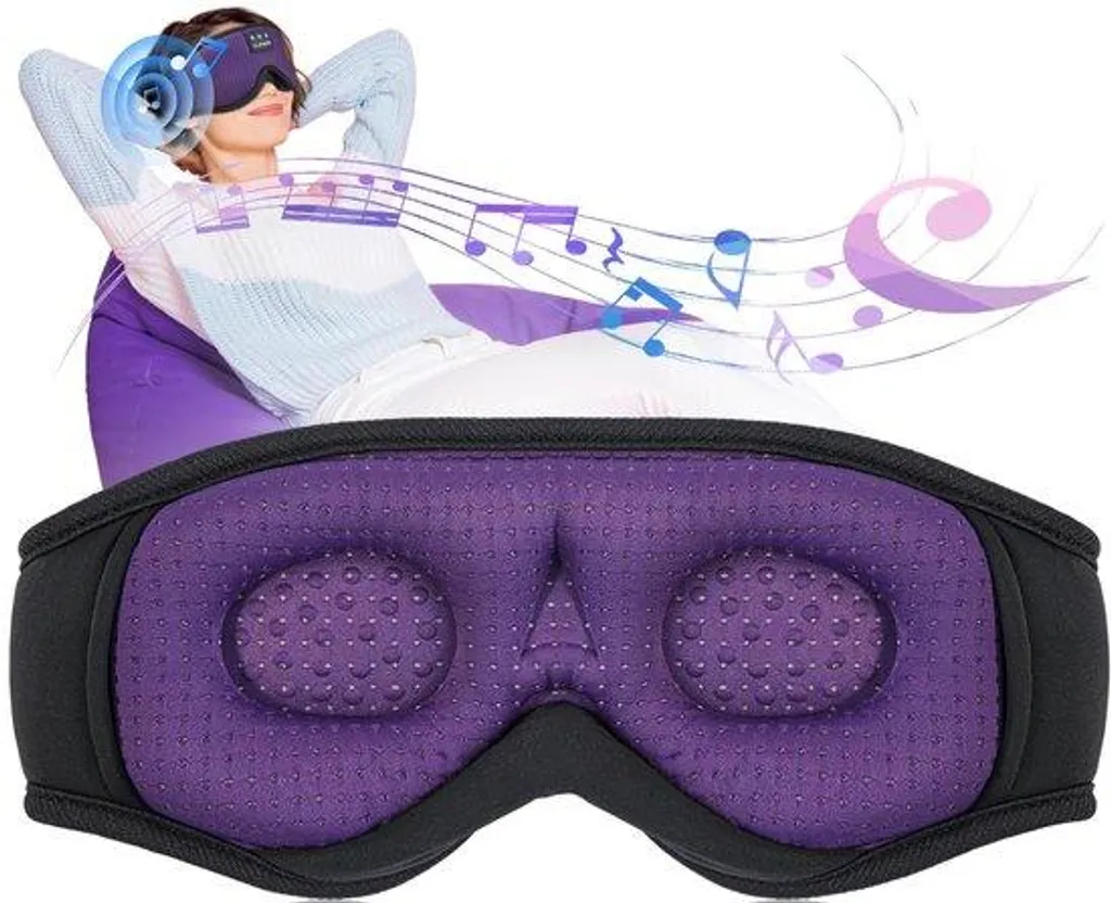 Masque de sommeil 3D Bluetooth V5.2 avec écouteurs HD pour le voyage