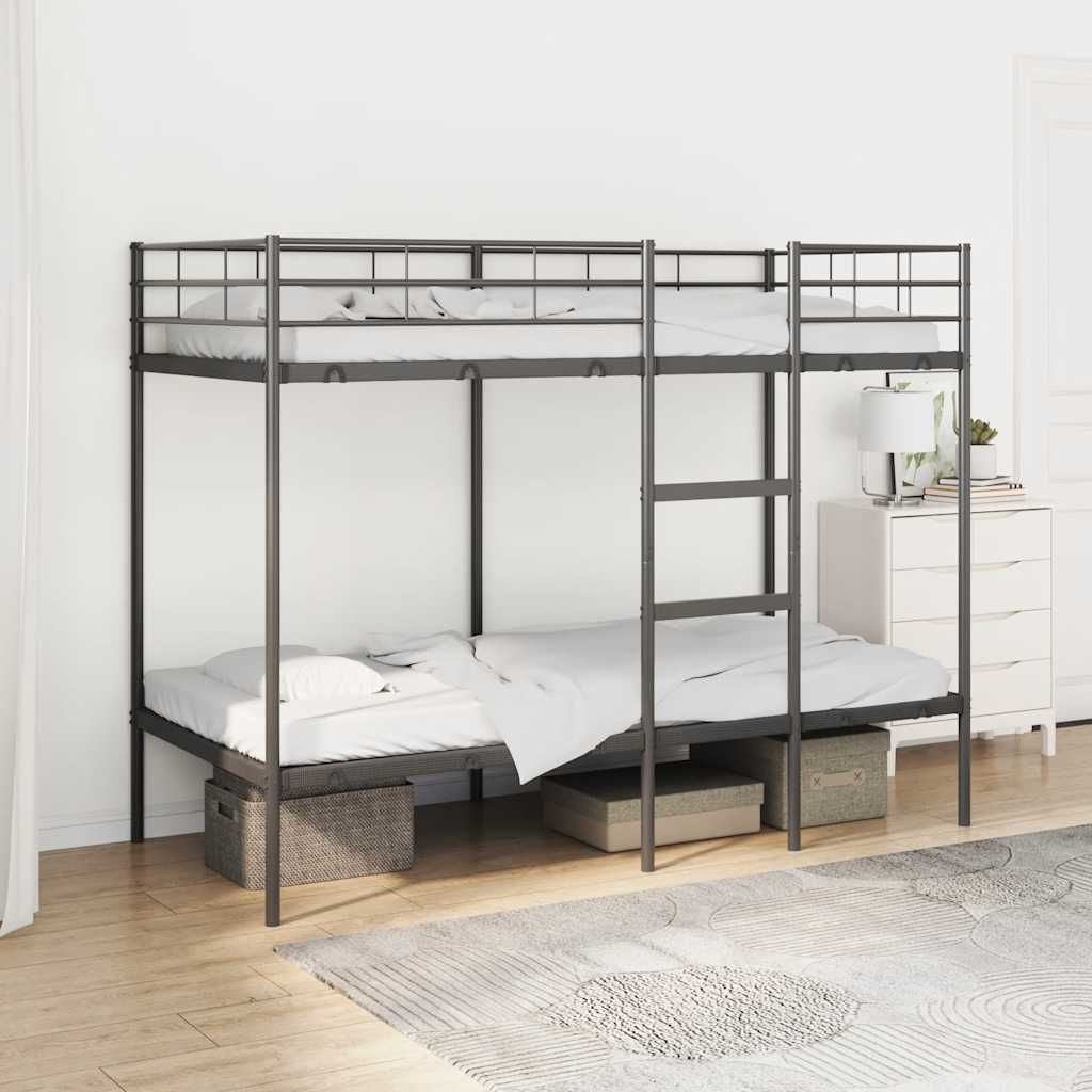 Möbel Etagenbett ohne Matratze Schwarz 100x190 cm Stahl - Klassische Betten 42000323