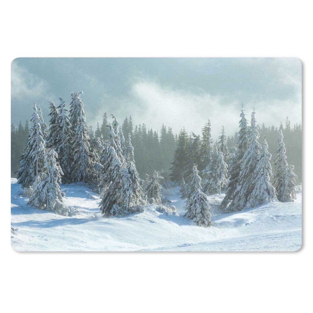 MuchoWow Mauspad Mousepad Wald - Schnee - Winter 27x18 cm - Mousepads - Maus Mat - Pad - Mausunterlage - Büroartikel - Desk Matten