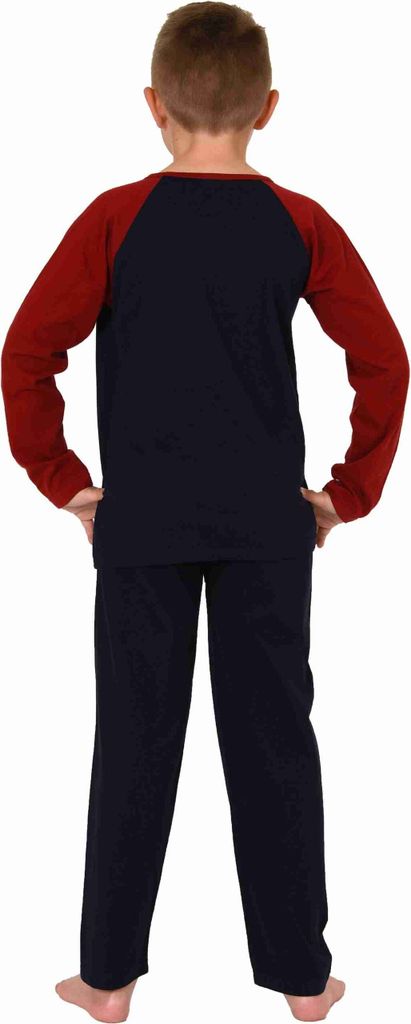 Jungen langarm Schlafanzug Pyjama mit coolen Basketball-Motiv ; navy , 128