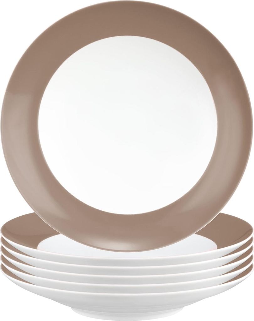 Seltmann Weiden Liberty Pure Colors Suppenteller ø 23,5 cm 6er Set - Cocoa Brown
