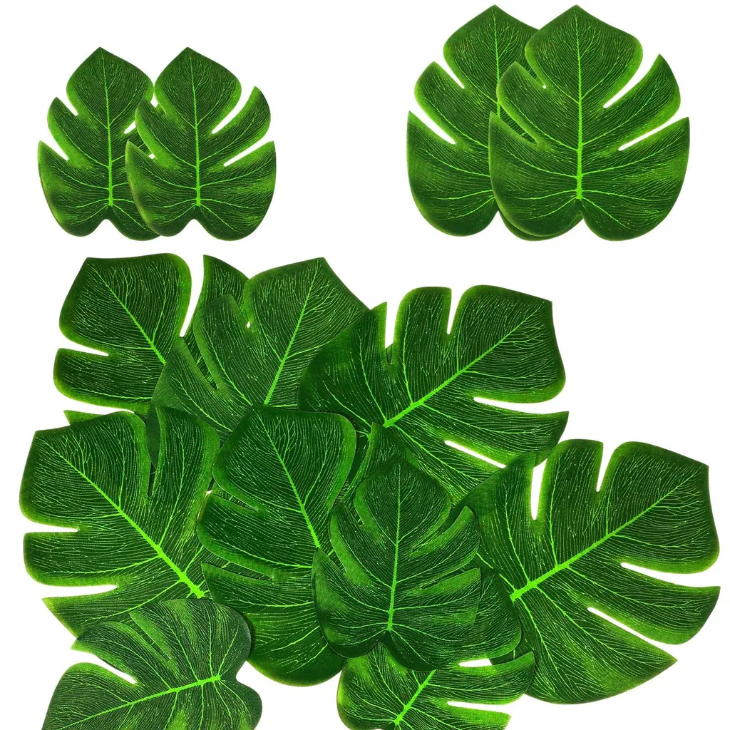 64 Feuilles Tropicales Réalistes en Tissu pour Anniversaire Thème Hawaï