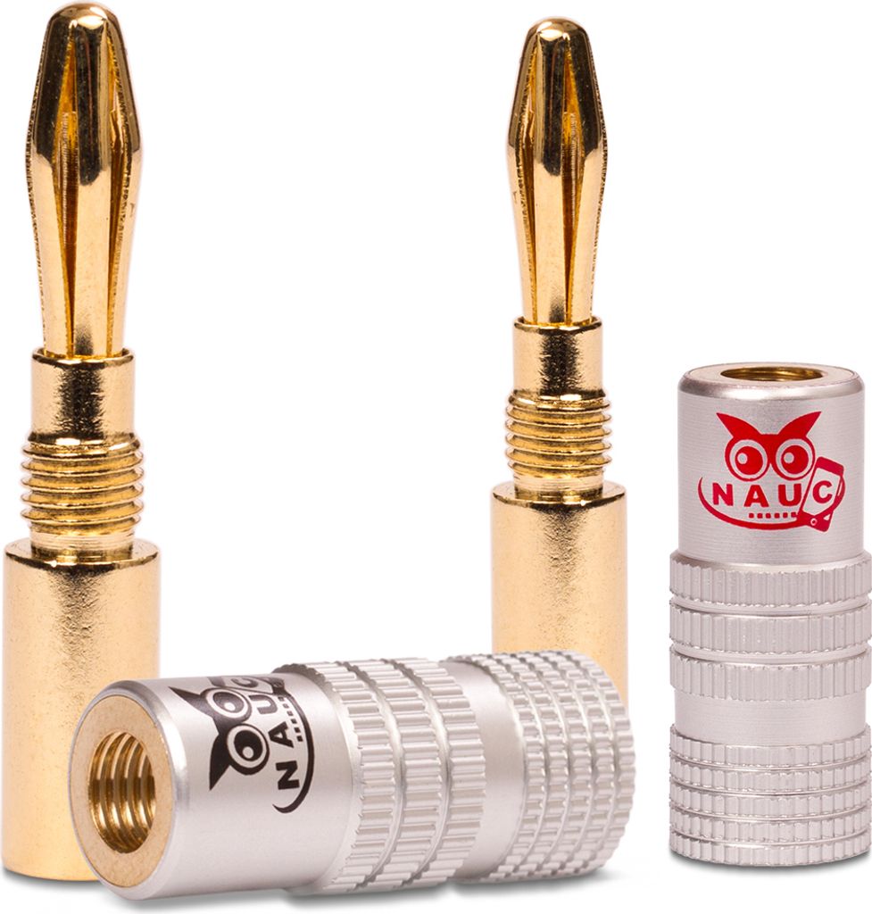 Bananenstecker 4mm NAUC 8x schraubbar vergoldet Lautsprecher Boxen Kabel Stecker