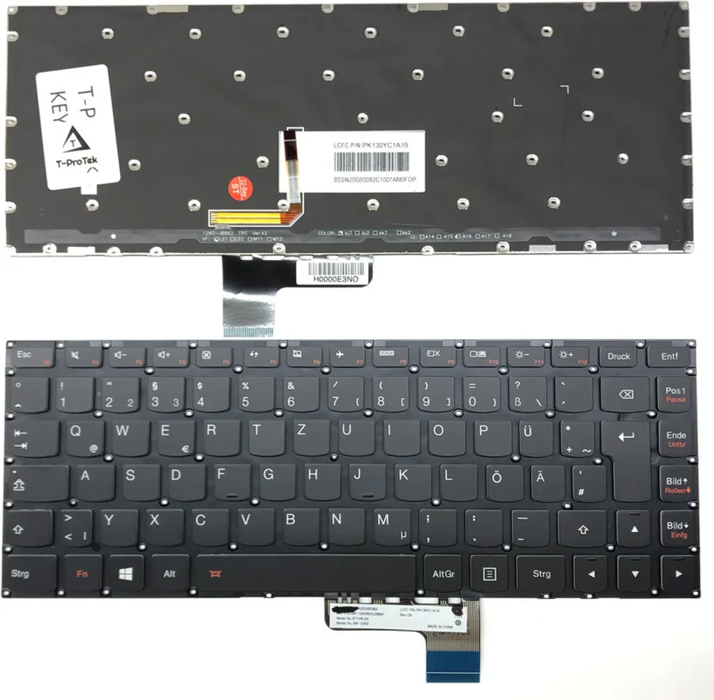 Clavier Lenovo Yoga 2 13 Noir pour Travail de Nuit Rétroéclairé AZERTY FR