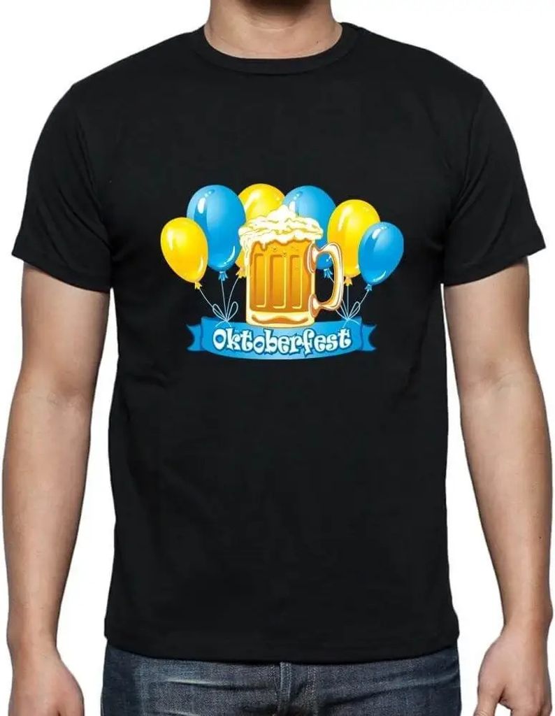 Herren Grafik T-Shirt bier und Luftballons – Beer And Baloons – Öko-Verantwortlich Vintage Jahrgang Kurzarm Lustige Druck