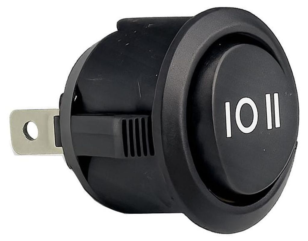 Snap-in-Kippschalter, 20 mm, schwarz, rund, 3-polig, Ein-Aus-Ein, 12 V | 24 V | 230 V