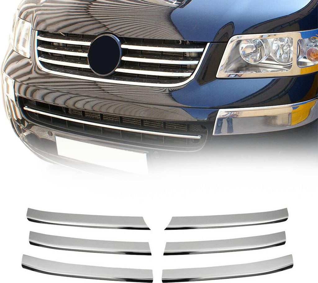 Kühlergrill Leisten Grillleisten für VW Caravelle T5 Multivan 2003-2010 Chrom 6x