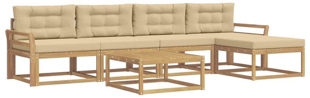 vidaXL Outdoor-Sofagarnitur 6 pcs Weiß und Beige 79 x 79 x 37 cm