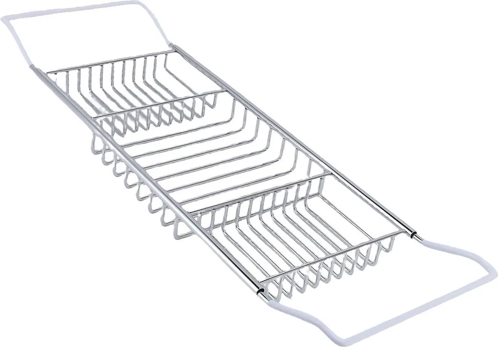 Plateau de bain en acier inoxydable argenté, caddy de douche extensible