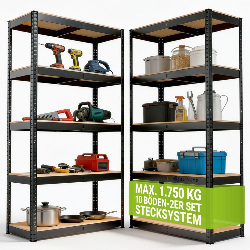 Juskys Lagerregal Basic 2er Set 180x90x40 cm - max. 1750 kg Produktbild 