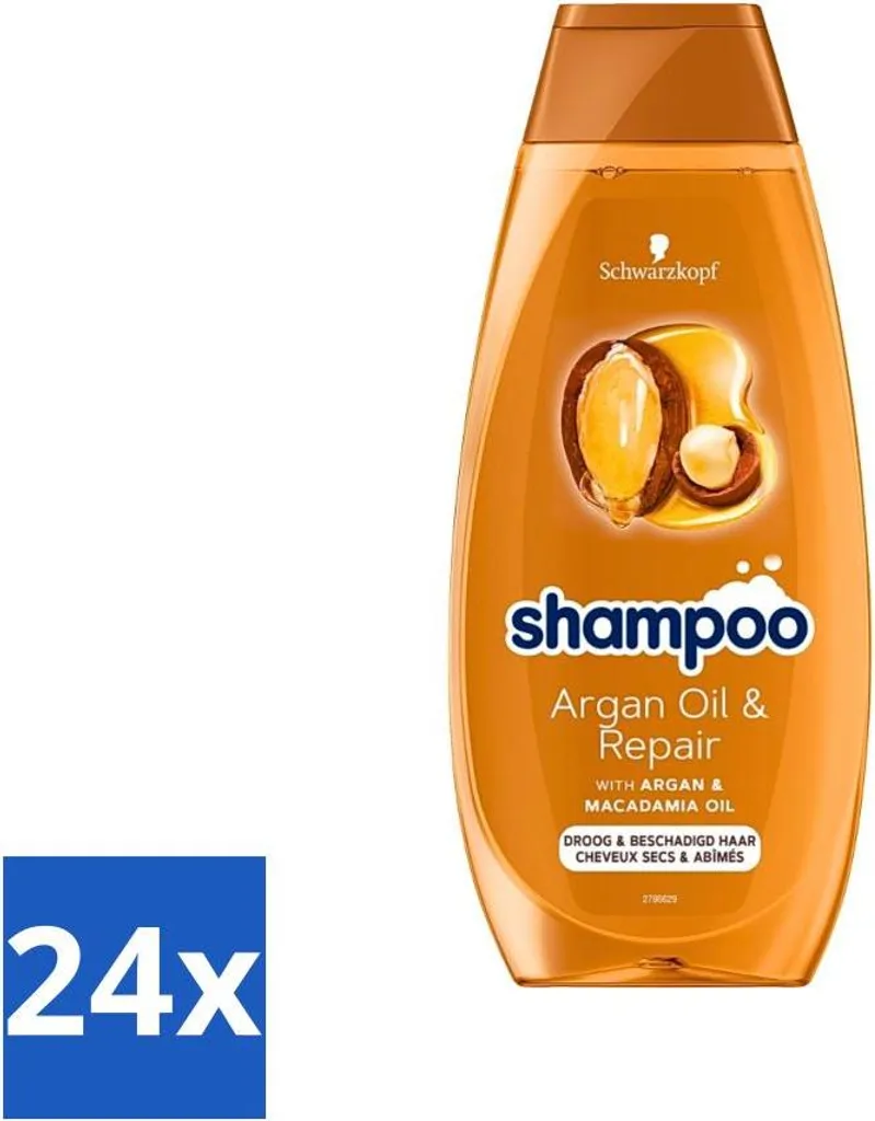Schwarzkopf - Shampoo all'olio di argan e riparazione - Nutre e rinforza - 400 ml - Confezione risparmio - 24 pezzi