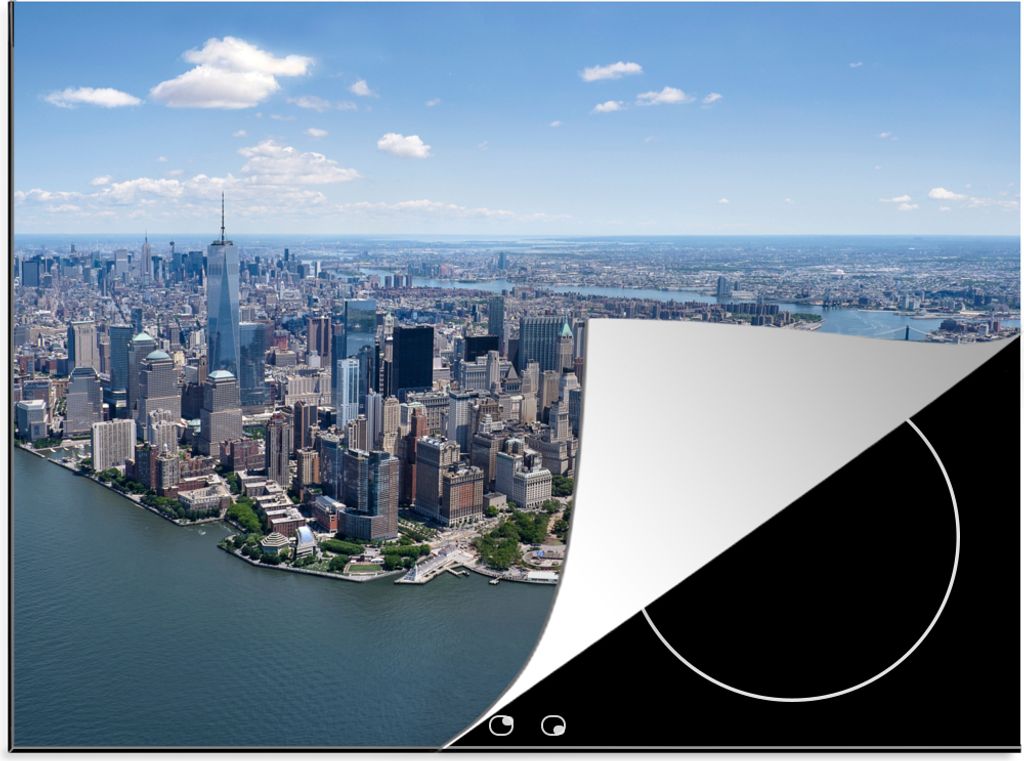 KitchenYeah Herdabdeckplatte New York - USA - Skyline , 59x51cm, Küche Deko, Glaskeramikfeld Herdabdeckung, Abdeckplatte fùr Kochfeld