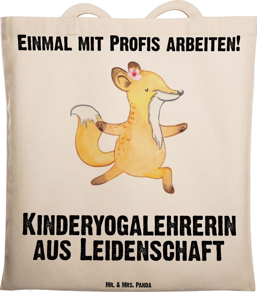 Mr. & Mrs. Panda Tote Bag Kinderyogalehrerin Leidenschaft - Transparent - Geschenk, Uni Tasche, Tragetasche, Baumwollbeutel, canvas, Beutel