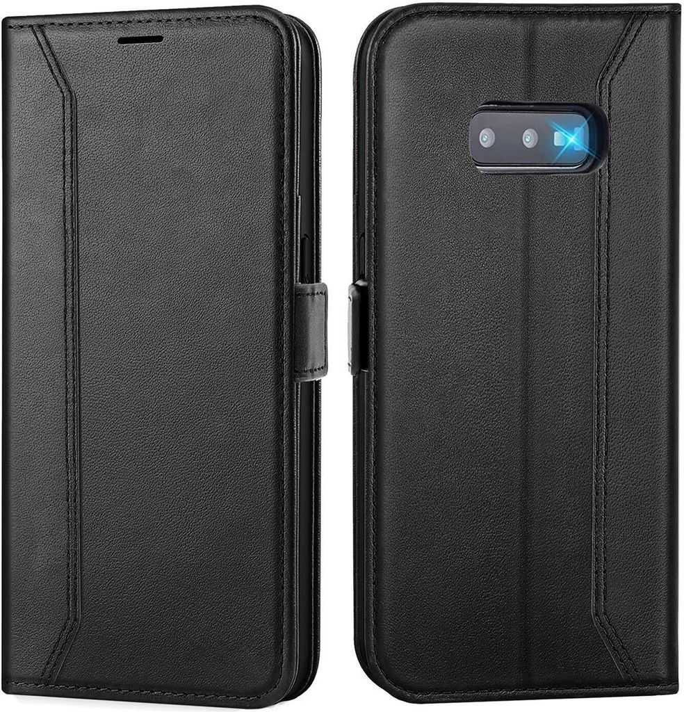 Conie RFID Klapp Tasche für Samsung Galaxy S10e Kartenfach Hülle Rundumschutz in Schwarz