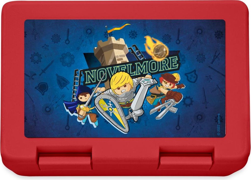 Spreadshirt PLAYMOBIL Novelmore Gwynn, Arwynn Und Dario Da Vanci Brotdose Lunchbox, One size, Rot