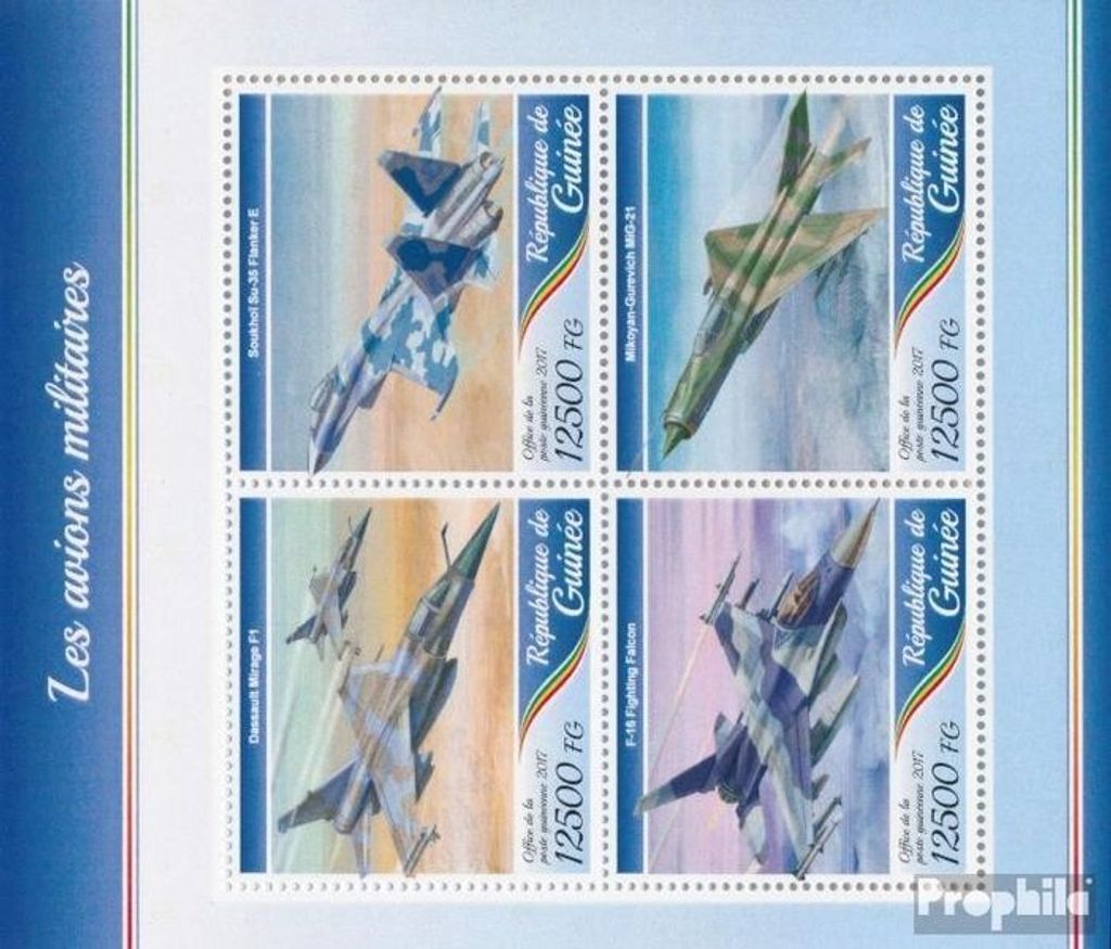 Briefmarken Guinea 2017 Mi 12630-12633 Kleinbogen (kompl. Ausgabe) postfrisch Militärische Ebenen