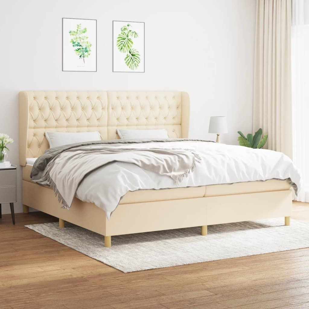 Maison Exclusive - Boxspringbett mit Matratze Creme 200x200 cm Stoff