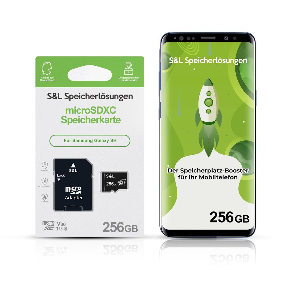 microSD Speicherkarte S&L für Samsung Galaxy S9 - Speicherkapazität: 256 GB