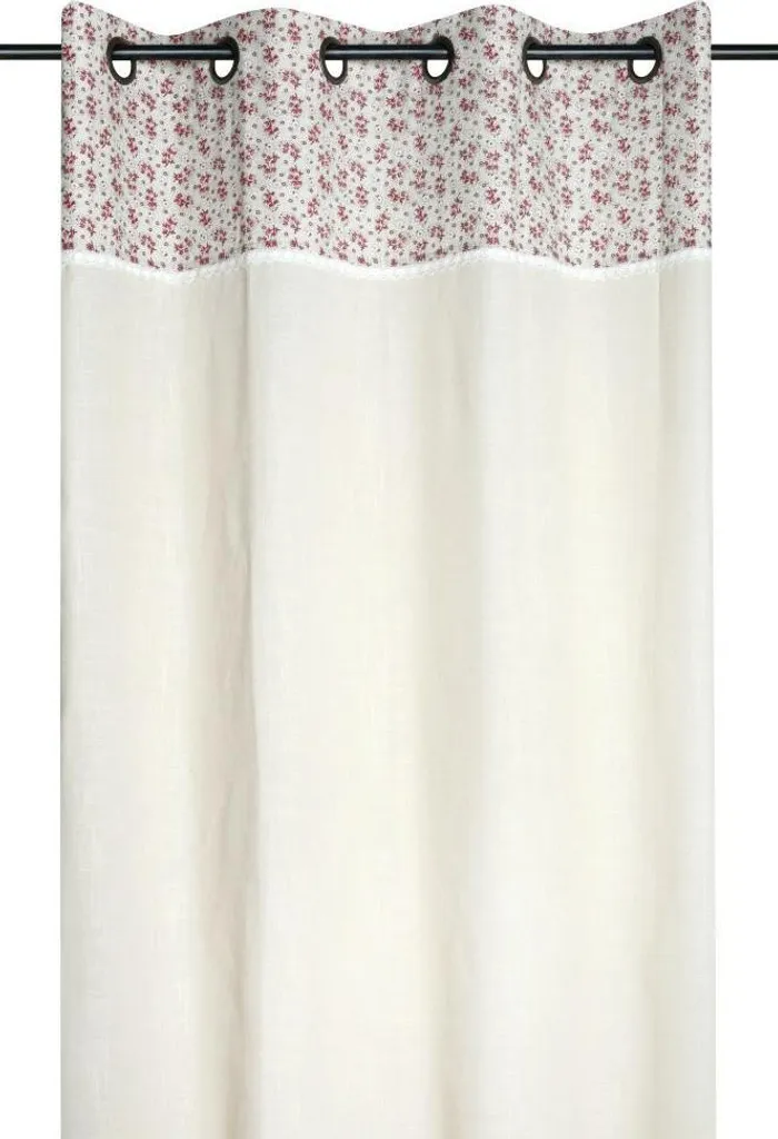 Rideau STOF 140x260 cm en coton crème à motifs floraux et style rustique