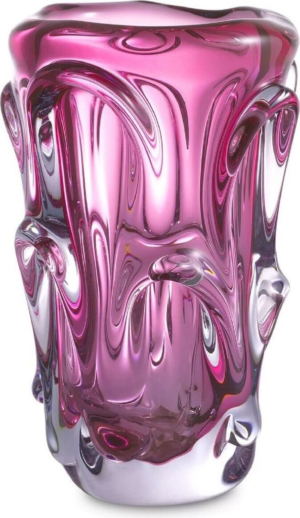 Casa Padrino Luxus Glas Vase Rosa Ø 20 x H. 31 cm - Moderne Deko Blumenvase - Deko Accessoires - Luxus Kollektion