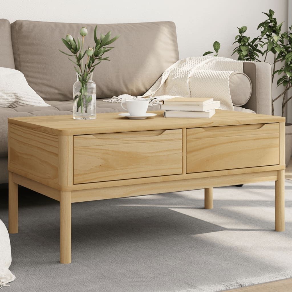 Maison Exclusive - Couchtisch FLORO Wachsbraun 99x55,5x45 cm Massivholz Kiefer