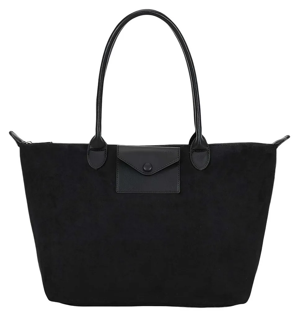 Gallantry Sac Cabas Femme en Velours Noir avec Fermeture Éclair Chic