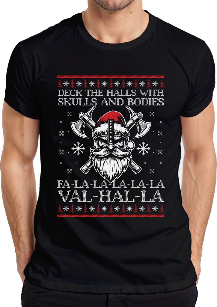 Valhalla Wikinger Nordmann Viking - Weihnachten Weihnachtsgeschenk Christmas Herren T-Shirt, Schwarz, L