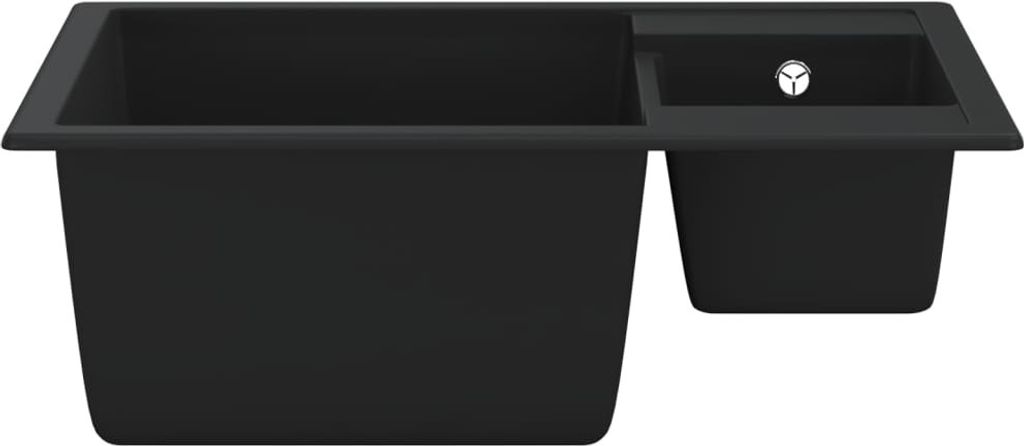 vidaXL Küchenspüle mit Überlauf Doppelbecken Schwarz Granit Produktbild 