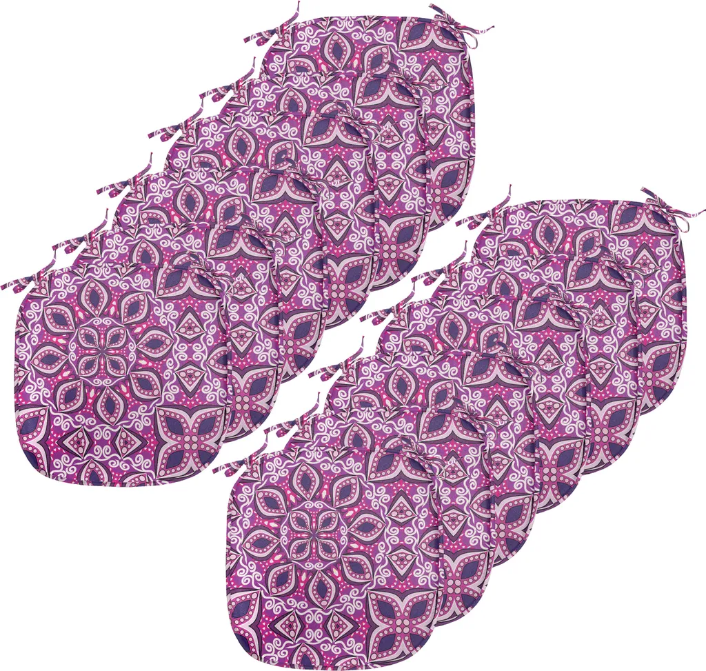 ABAKUHAUS Cuscini floreali per sedie da sala da pranzo, Lace Trippy Foglia floreale, Cuscino decorativo impermeabile con cinturino per sedie da cucina, 40 cm x 40 cm - Confezione da 12, Magenta Rosa Plum