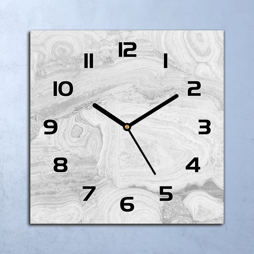 Wanduhr Echt-Glas-Küchenuhr Expression Marmor Quarz Lautlos 30x30 Deko Bilder