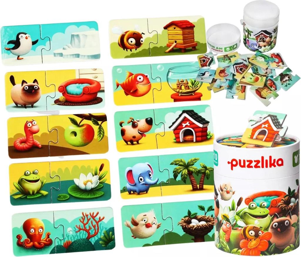 Puzzle-Set Tiere Häuser Puzzles Muster Paare
