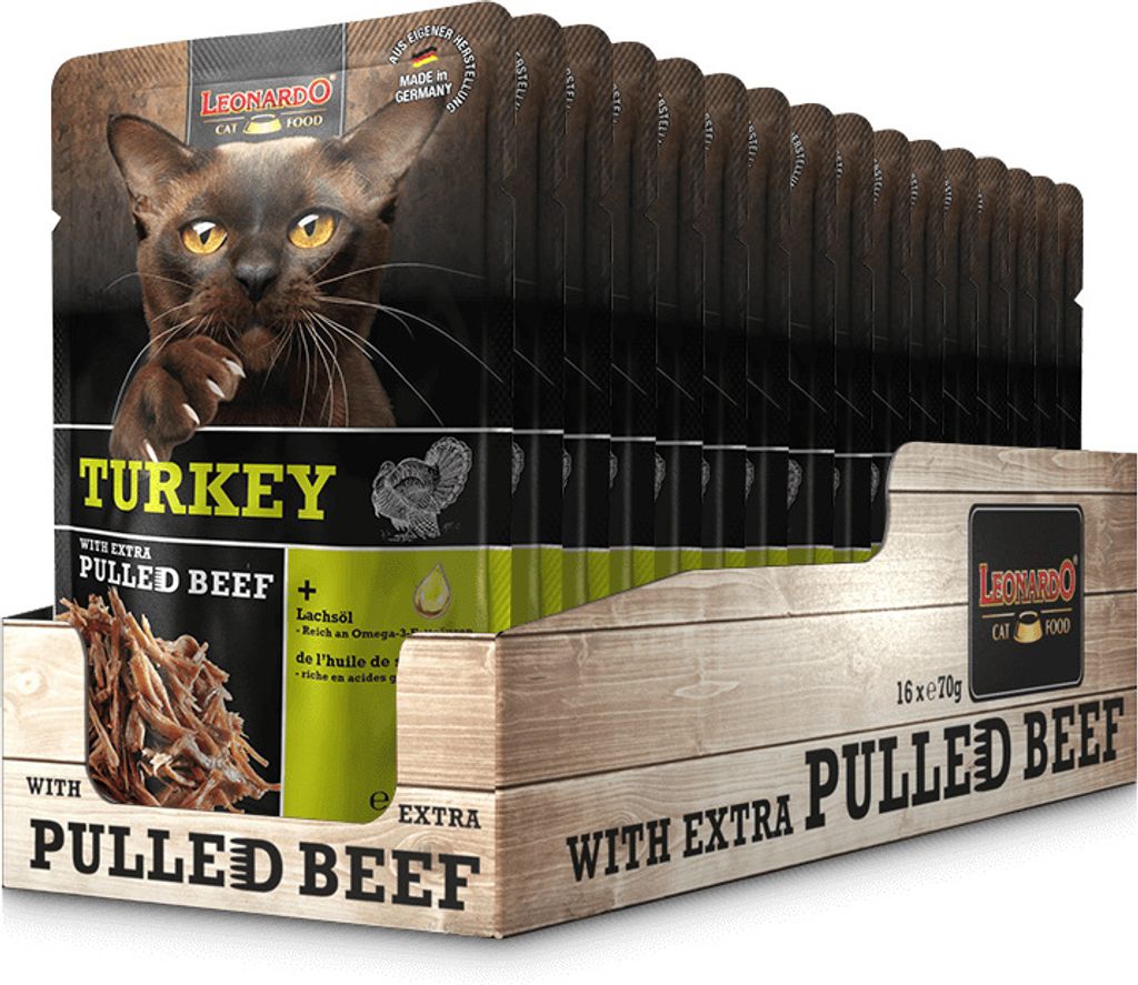 Leonardo Turkey + extra pulled Beef 16x 70g Produktbild 