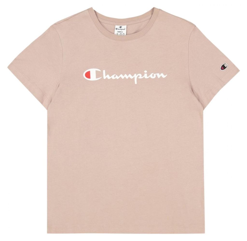 Champion - T-Shirt für Damen, Ärmel mit Markenschriftzug PP10471 (XL) (Beige/Pink)