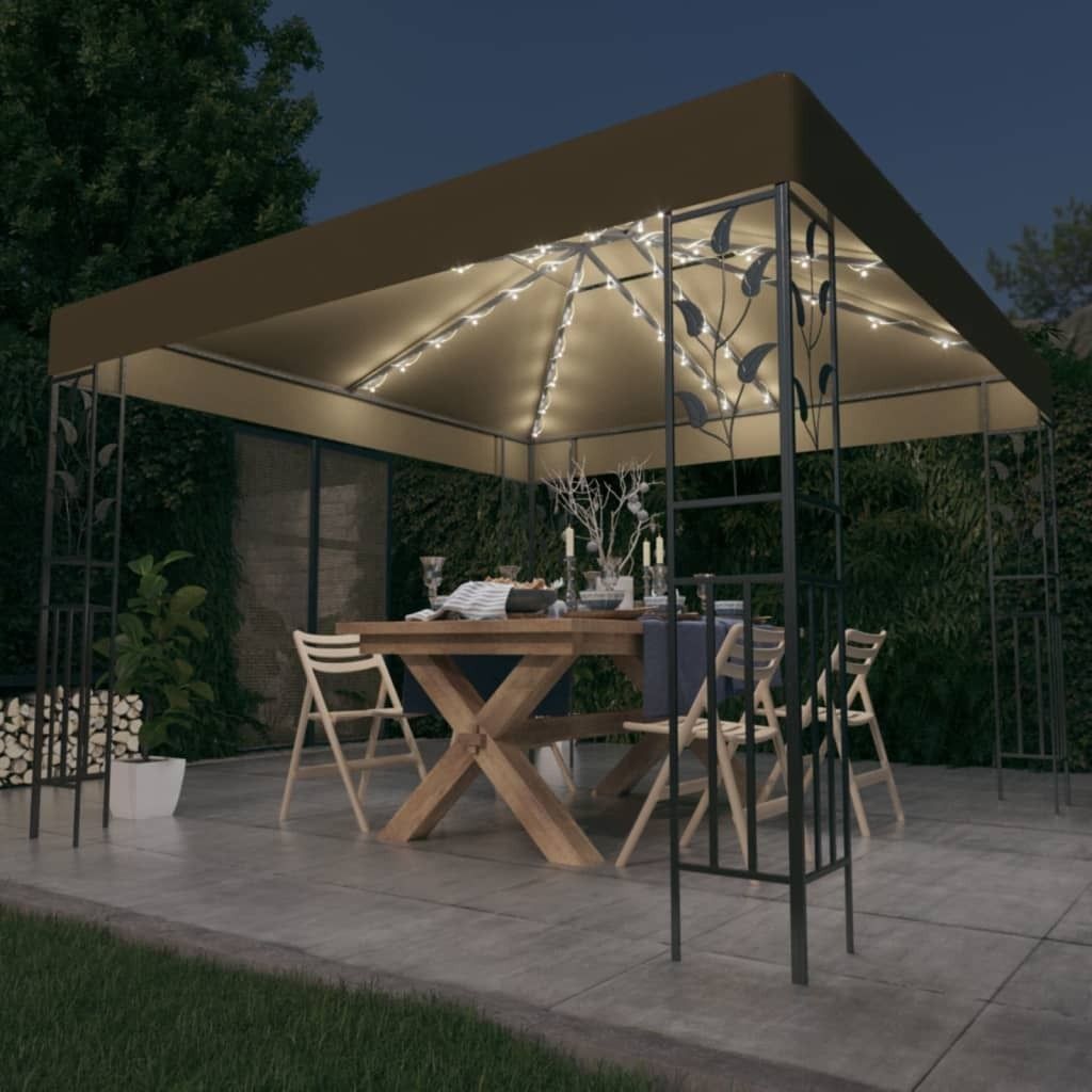 2025 Moderne Pavillon mit LED-Lichterkette 3x3 m Taupe - Pavillons & Partyzelte,Design 1845604 3parcel