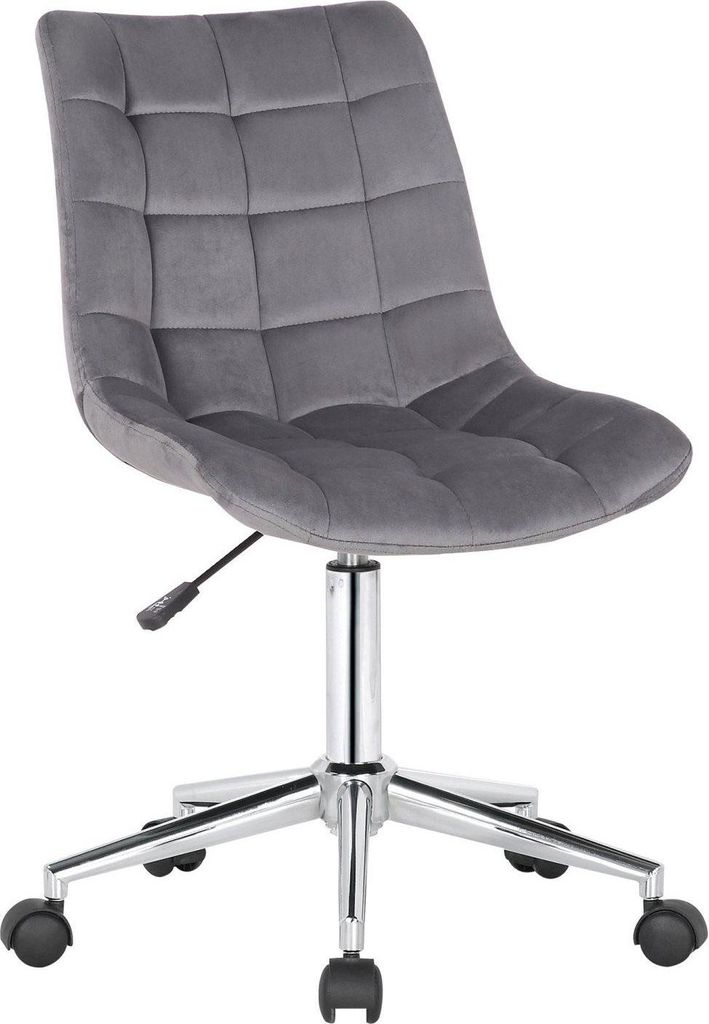 Samt-Bürostuhl – Ergonomischer Bürostuhl – Höhenverstellbar und Drehfunktion | Farbe: Grau