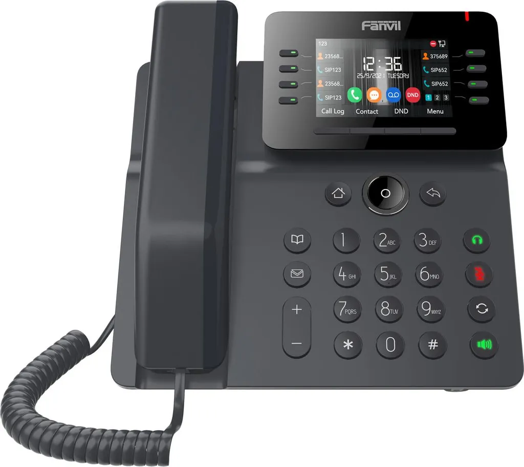 Téléphone de Bureau Fanvil V64 Noir avec Wi-Fi et Bluetooth Intégrés 12 Lignes
