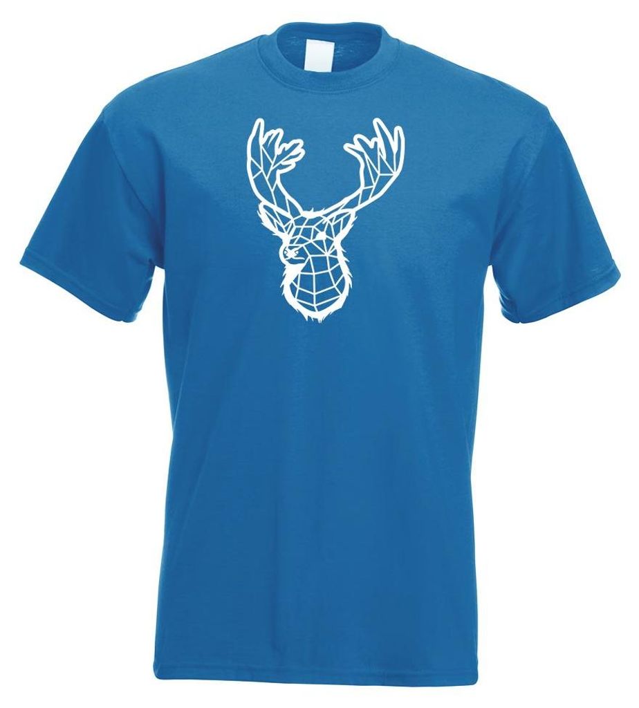 Kiwistar - T-Shirt - royal - Polygon Hirsch REH Figur Tier Art Herren Funshirt Bedruckt Design Sprüche Spruch Motive - mit Motiv Bedruckt - Funshi...