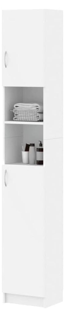 Hochschrank für das Badezimmer, Aufbewahrungsschrank, Weiß, 32 x 25,5 x 190 cm, Holzwerkstoff