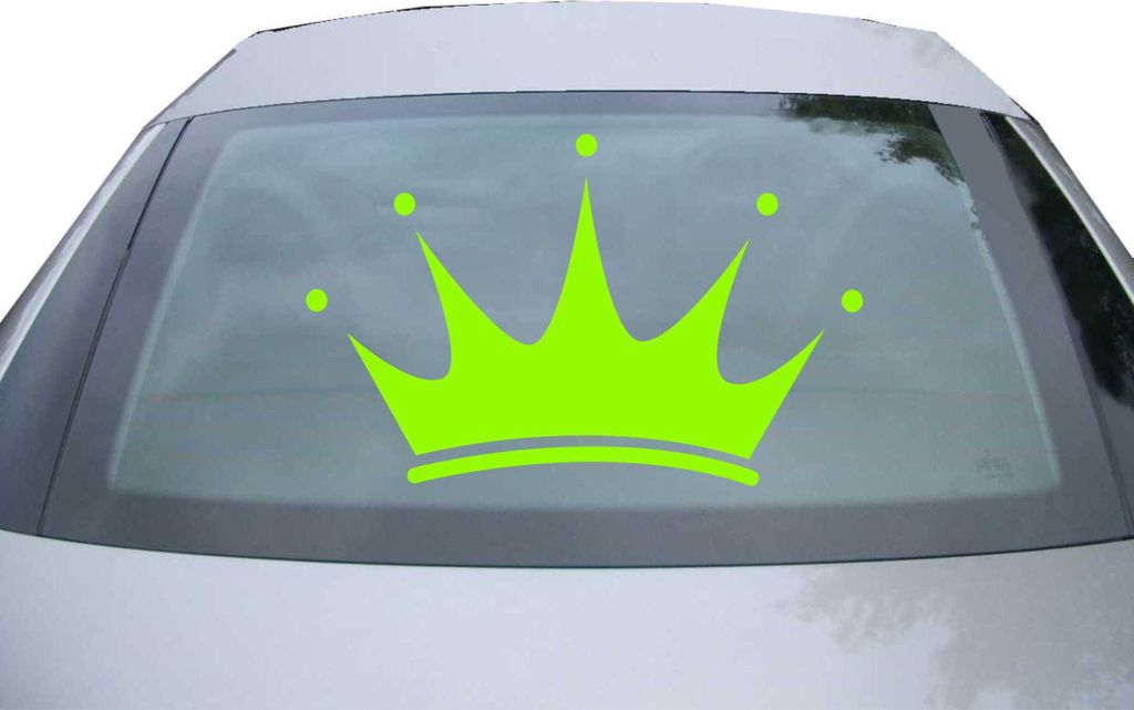 Indigos UG - Aufkleber Heckscheibe & Motorklappe DE2138 - neongrün - 600x549 mm - Krone - Auto Scheiben Fenster Heckklappe Tuning Racing JDM - Die...