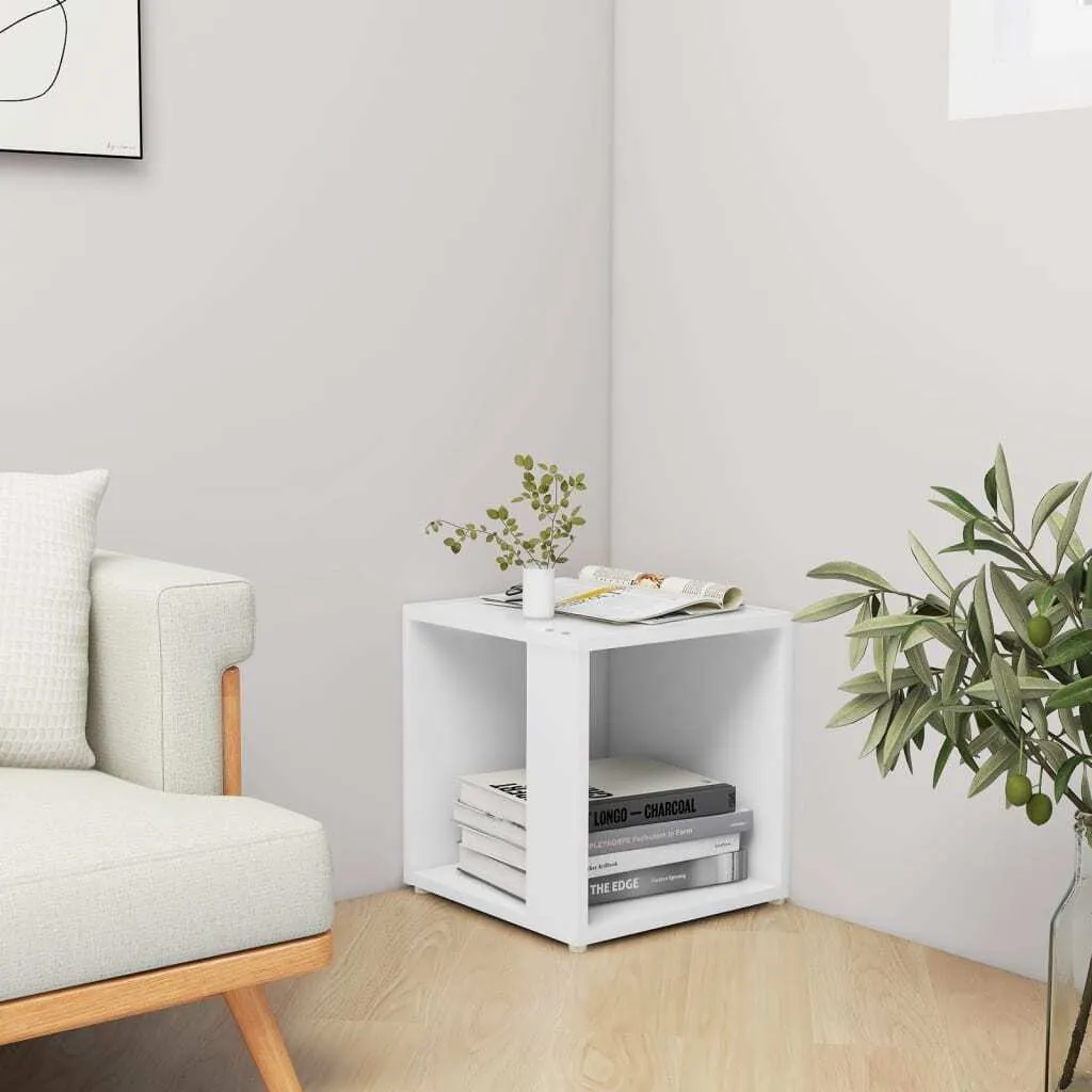 Petite table d'appoint 33cm blanche résistante en bois composite durable - 4
