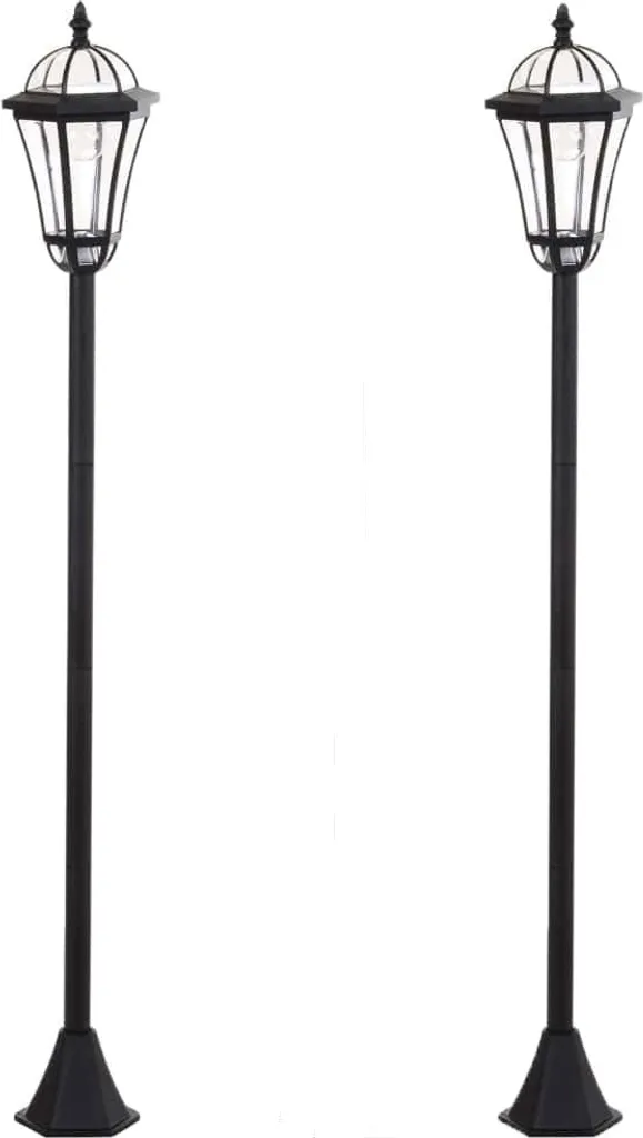 AIORBER Lot de 2 Lampes Solaires Extérieures Noires LED Blanche IP44