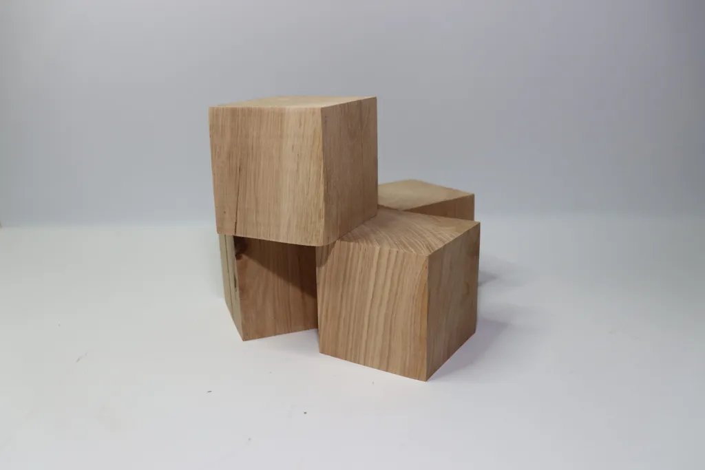 Cubes en bois de chêne brut 8cm - Lot de 11 pièces pour loisirs créatifs
