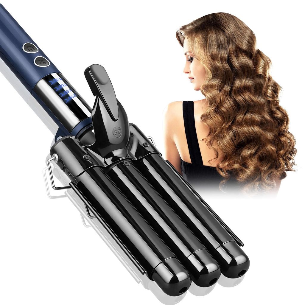 CkeyiN Lockenstab 3 Fässer,25mm Welleneisen für Haare,Beach Produktbild 