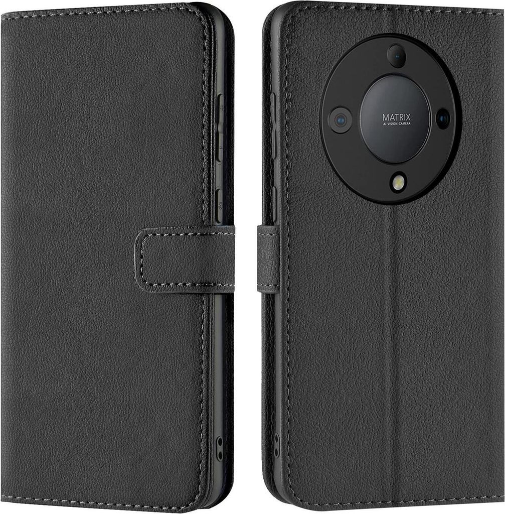 Conie Klapp Tasche für Honor Magic 5 Lite Kartenfach Rundumschutz Hülle in Schwarz