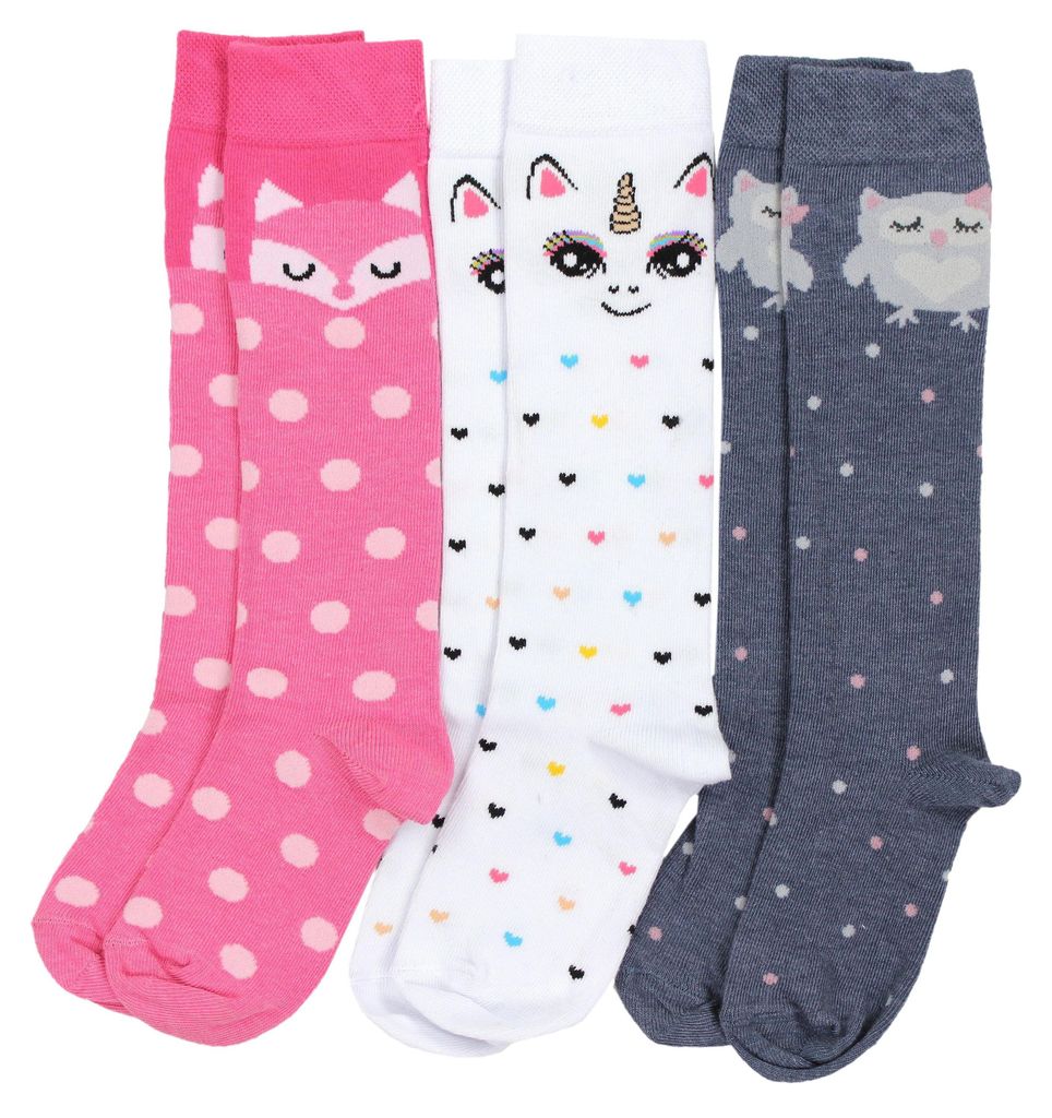 TupTam Mädchen Knielange Socken Gemustert 3er Pack, Farbe: Farbenmix 1, Socken Größe: 27-30