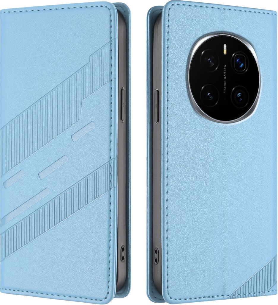 Hülle für Honor Magic7 Pro, Kunstleder Brieftaschen Handyhülle mit Kartenfach und Standfunktion Hellblau