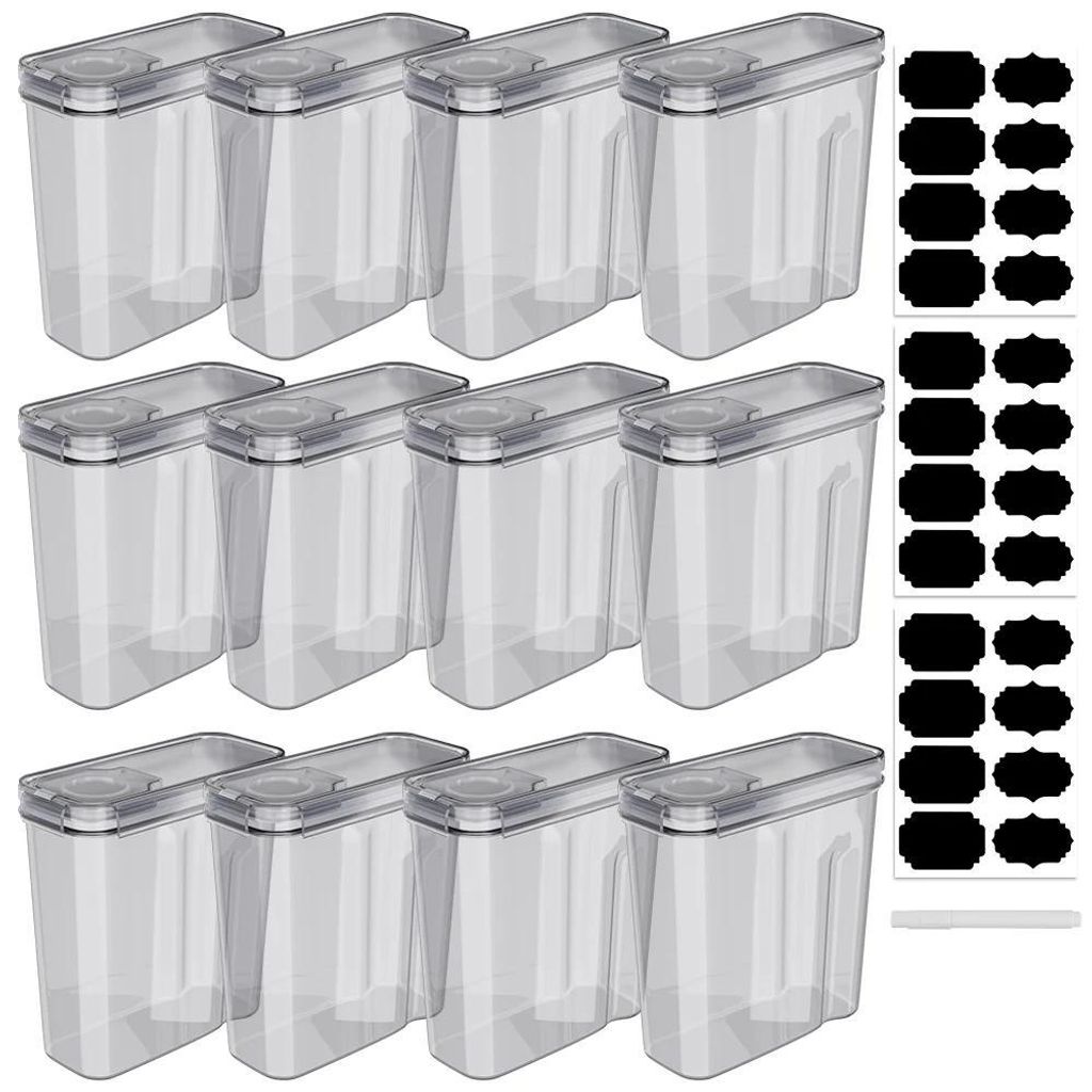 Luftdichte Lebensmittel-Aufbewahrungsbehälter - Set 12 Stück - Mit Deckel - 4 L - Transparent - Wiederverwendbar - 24,5×7,5×24 cm - Müsli-/Get...