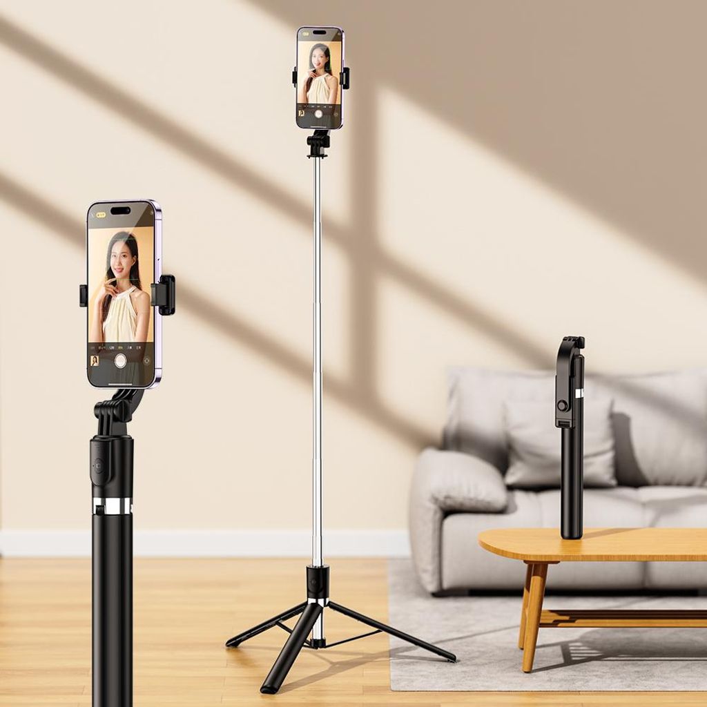 Selfie-Stick mit Stativ und Fernbedienung R1L - 1,7 m - Schwarz KP38016