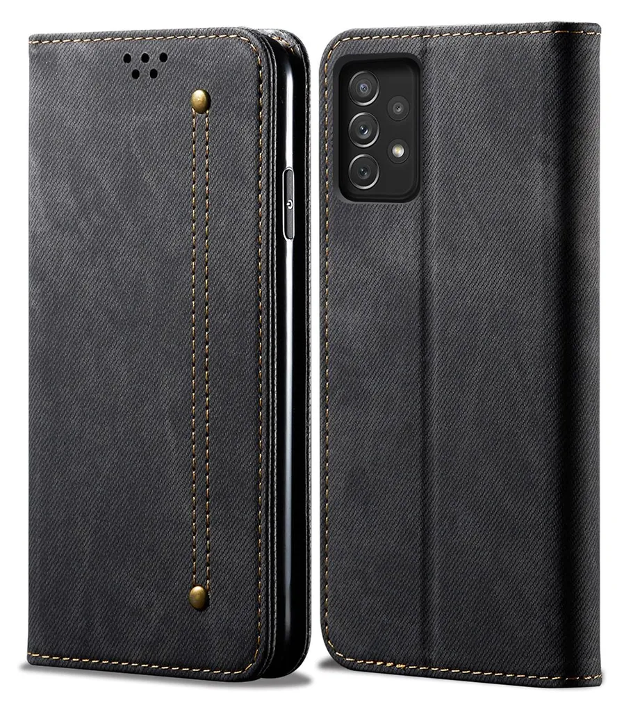 Custodia per Galaxy M32 5G, Custodia protettiva in pelle con stand per Samsung Galaxy M32 5G Nero